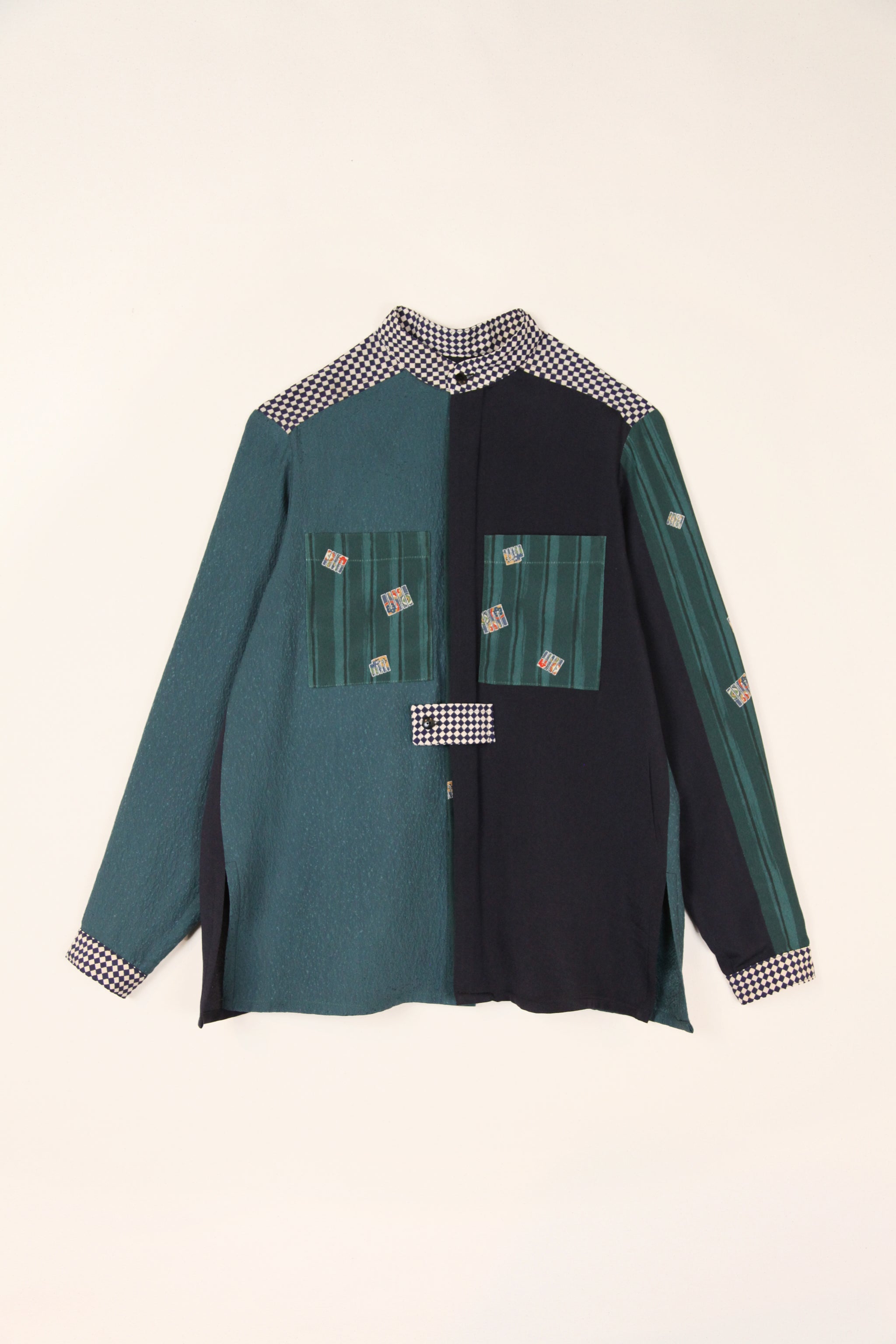 Sally Shirt in Vintage Japanese Sea Green Silk Mix