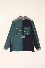 Sally Shirt in Vintage Japanese Sea Green Silk Mix
