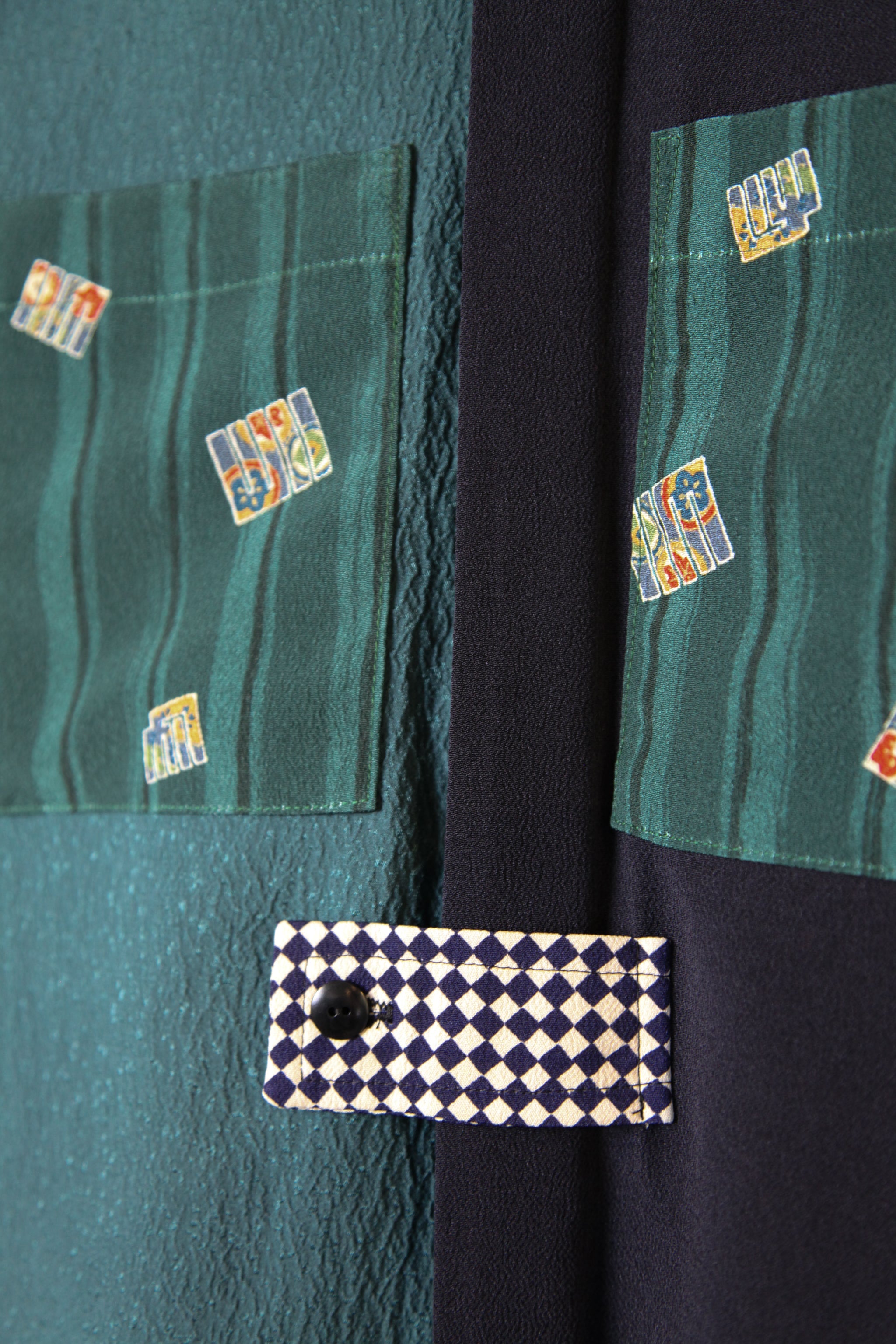 Sally Shirt in Vintage Japanese Sea Green Silk Mix