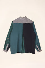 Sally Shirt in Vintage Japanese Sea Green Silk Mix