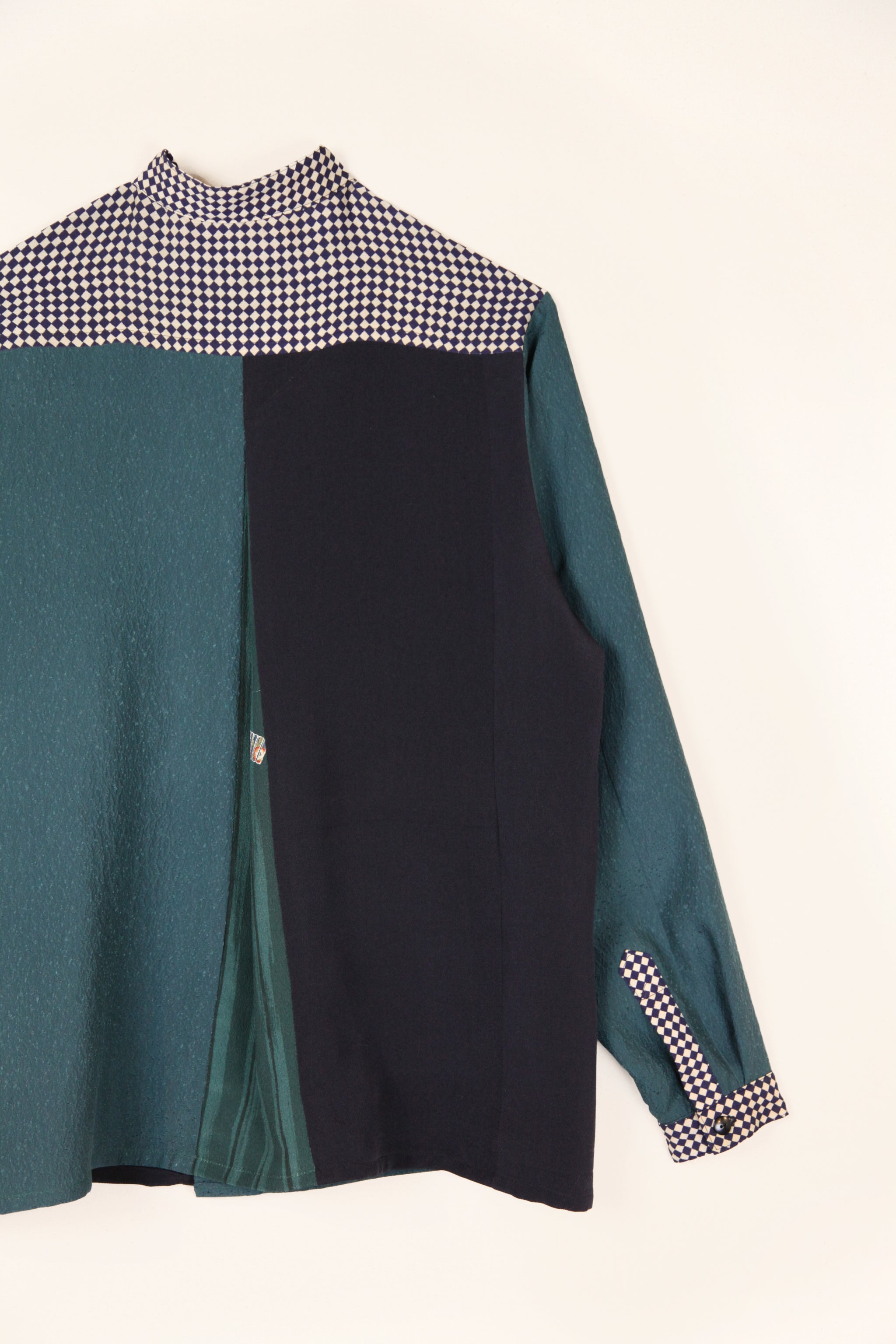 Sally Shirt in Vintage Japanese Sea Green Silk Mix