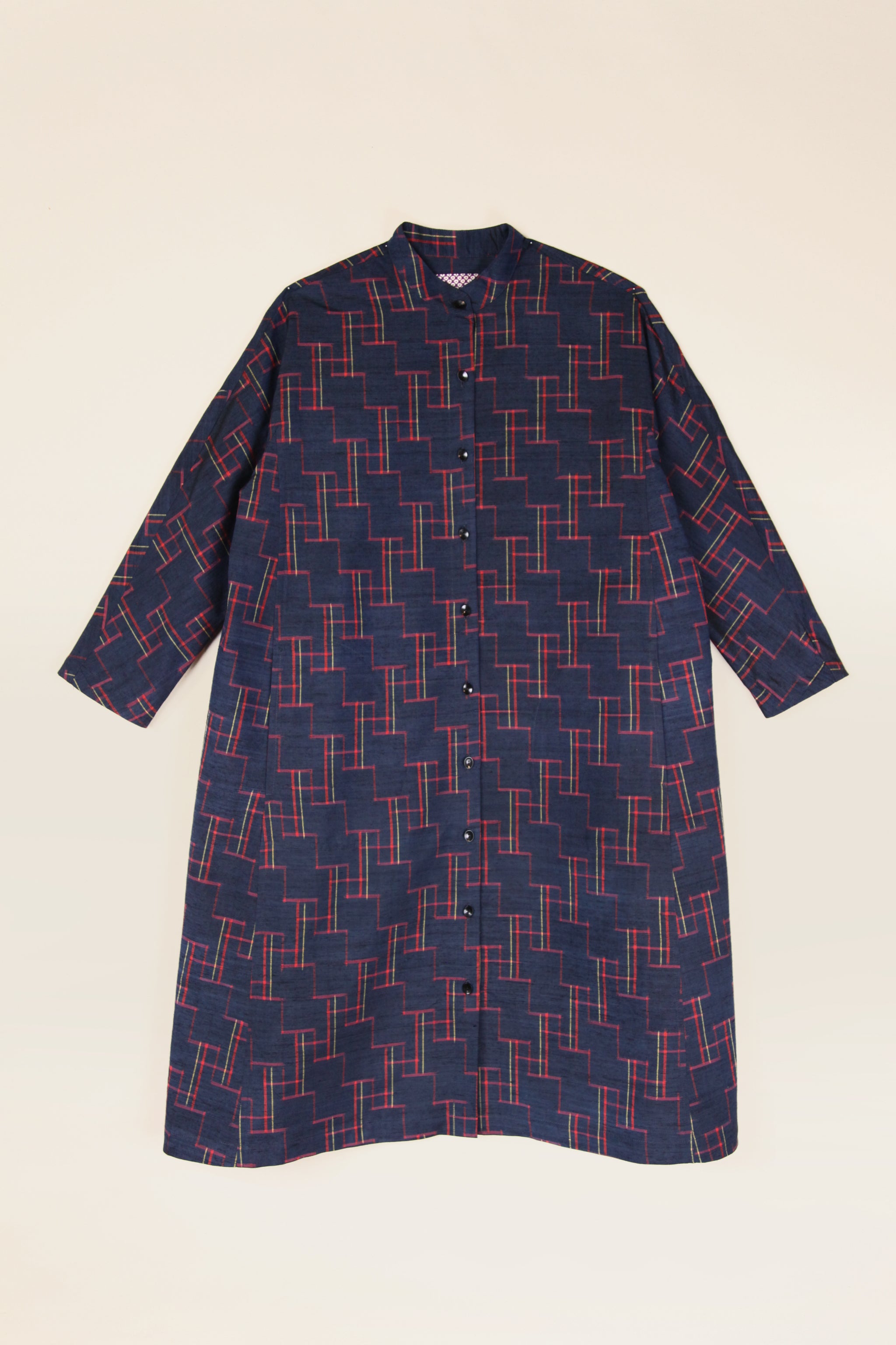 Japan Dress in Vintage Japanese Silk Ikat Stair Steps