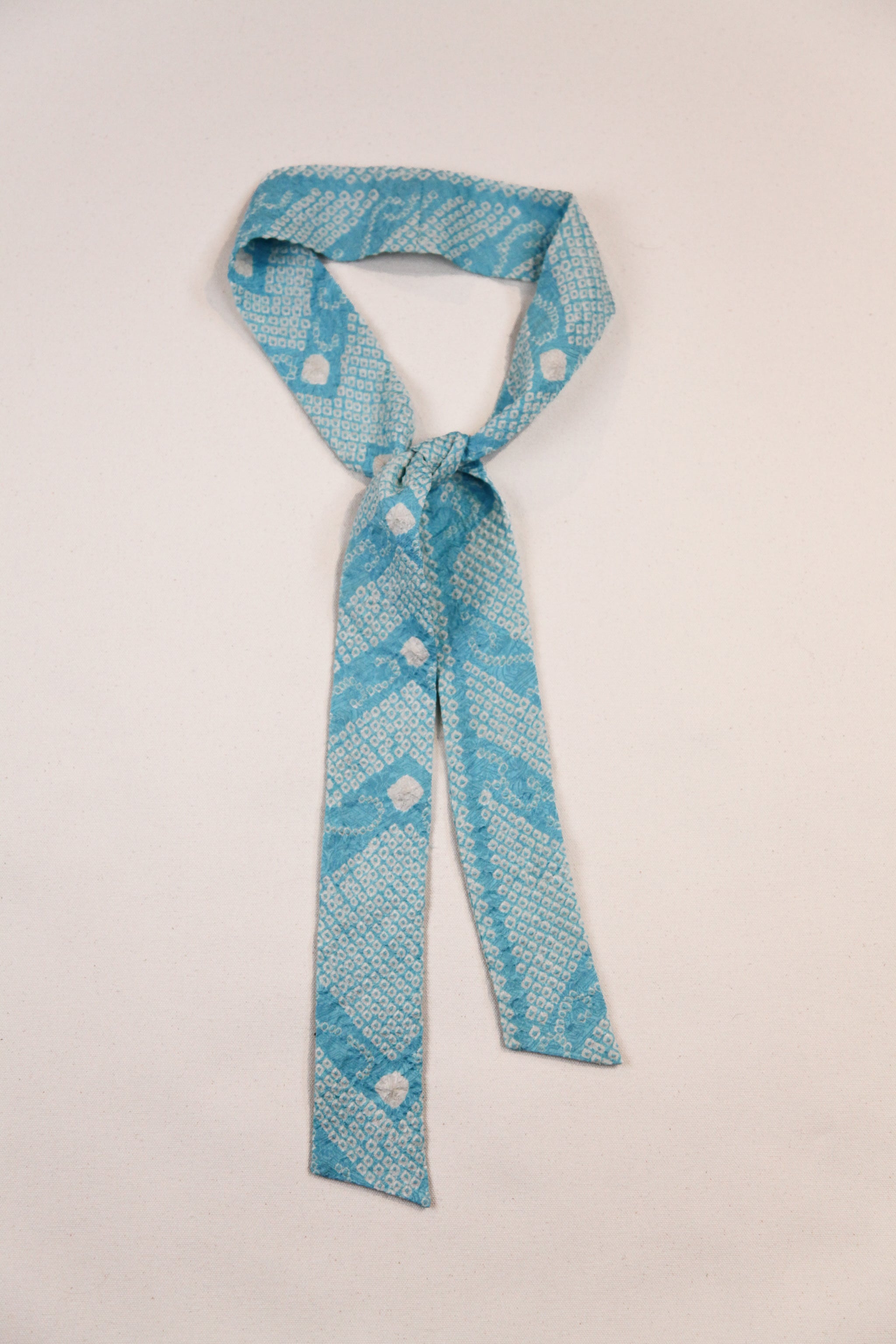 Long Wide Ribbon Tie in Vintage Japanese Blue Shibori No.87