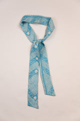 Long Wide Ribbon Tie in Vintage Japanese Blue Shibori No.87