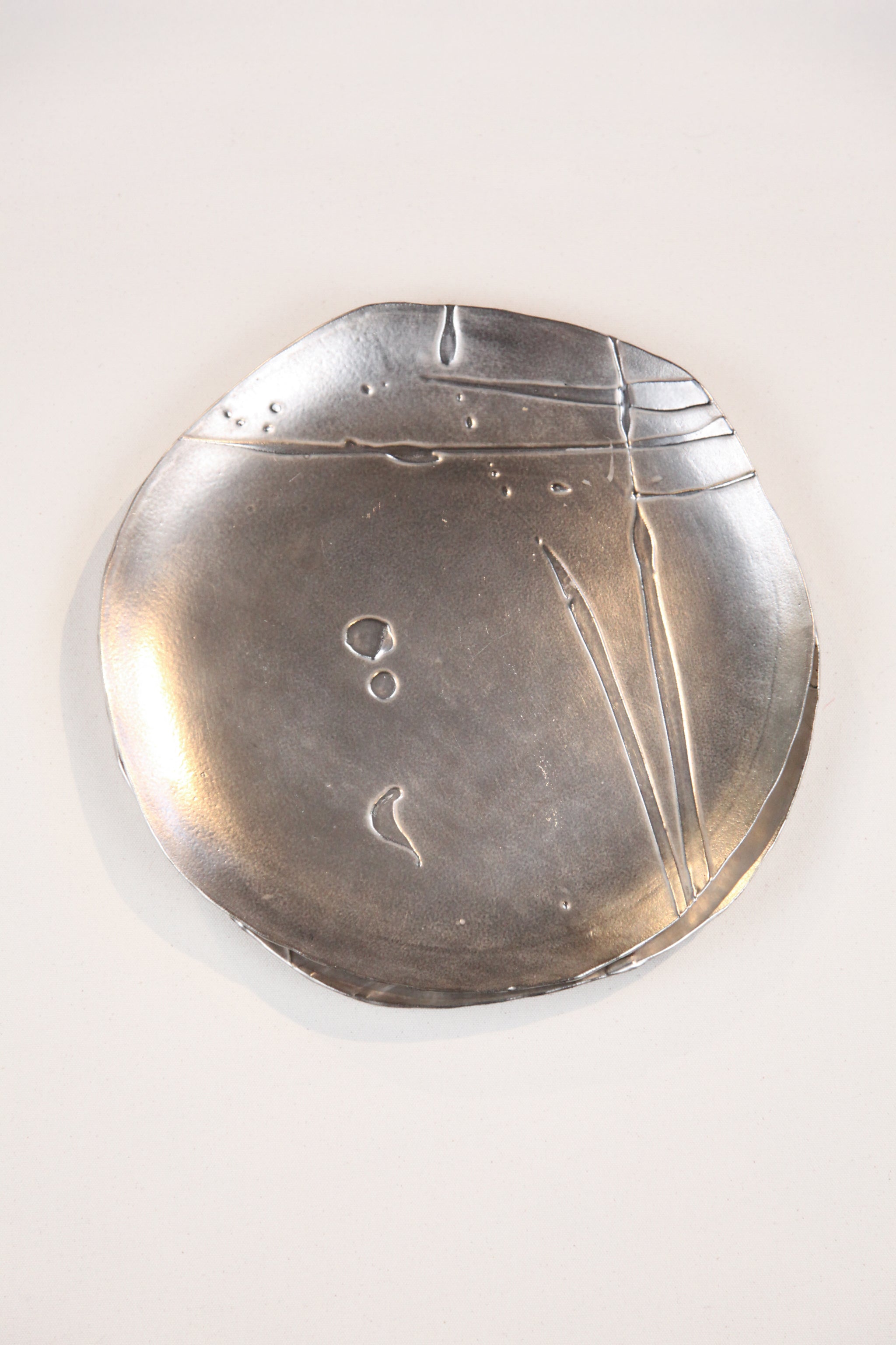 Silver-Glazed Stoneware Plates - Set of 12