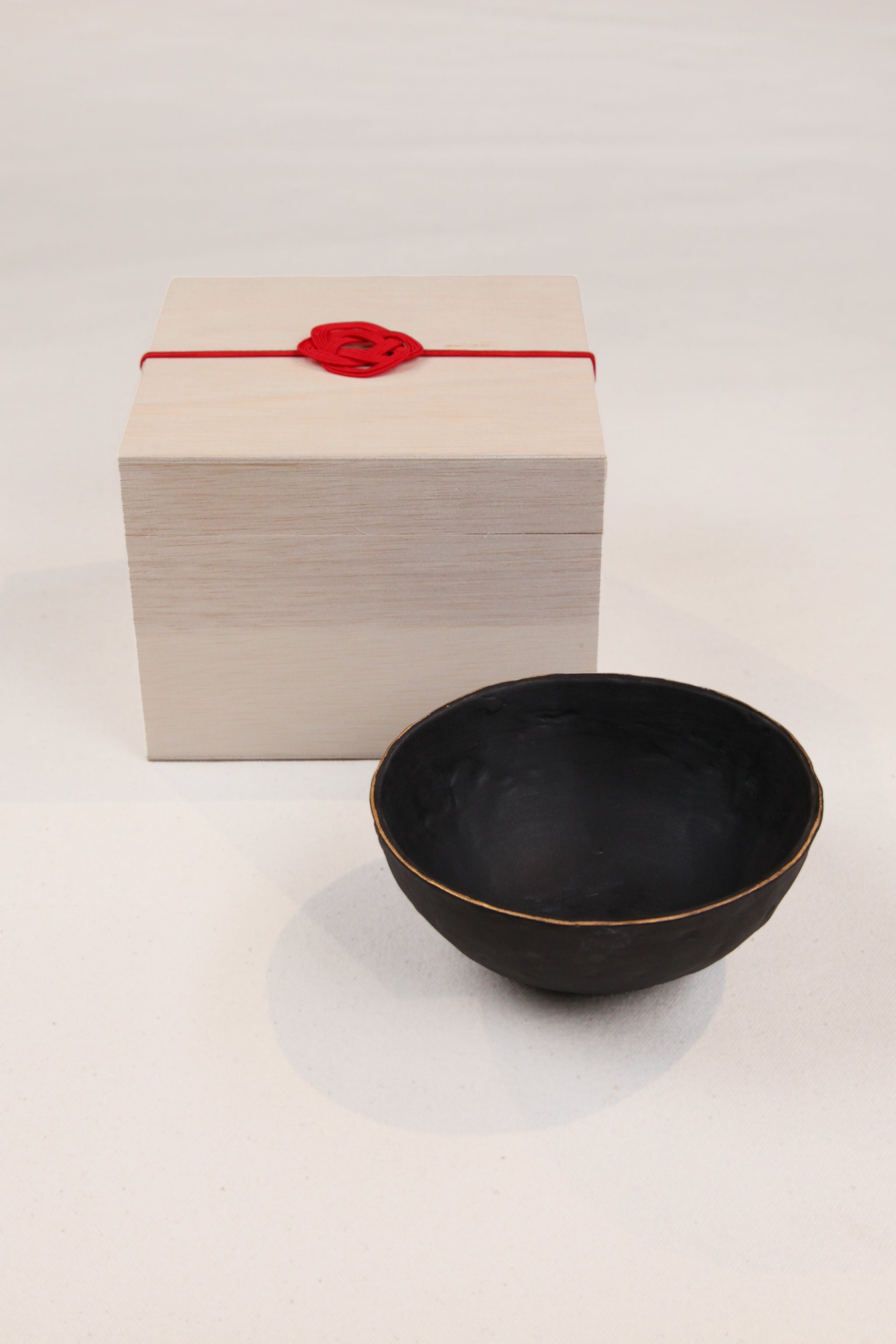 Black Stoneware Bowl with Gold Lip