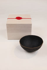 Black Stoneware Bowl with Gold Lip