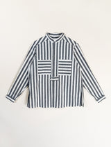 Sally Shirt in Grey Striped Silk