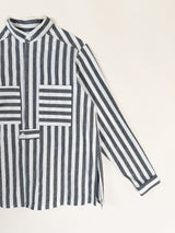 Sally Shirt in Grey Striped Silk