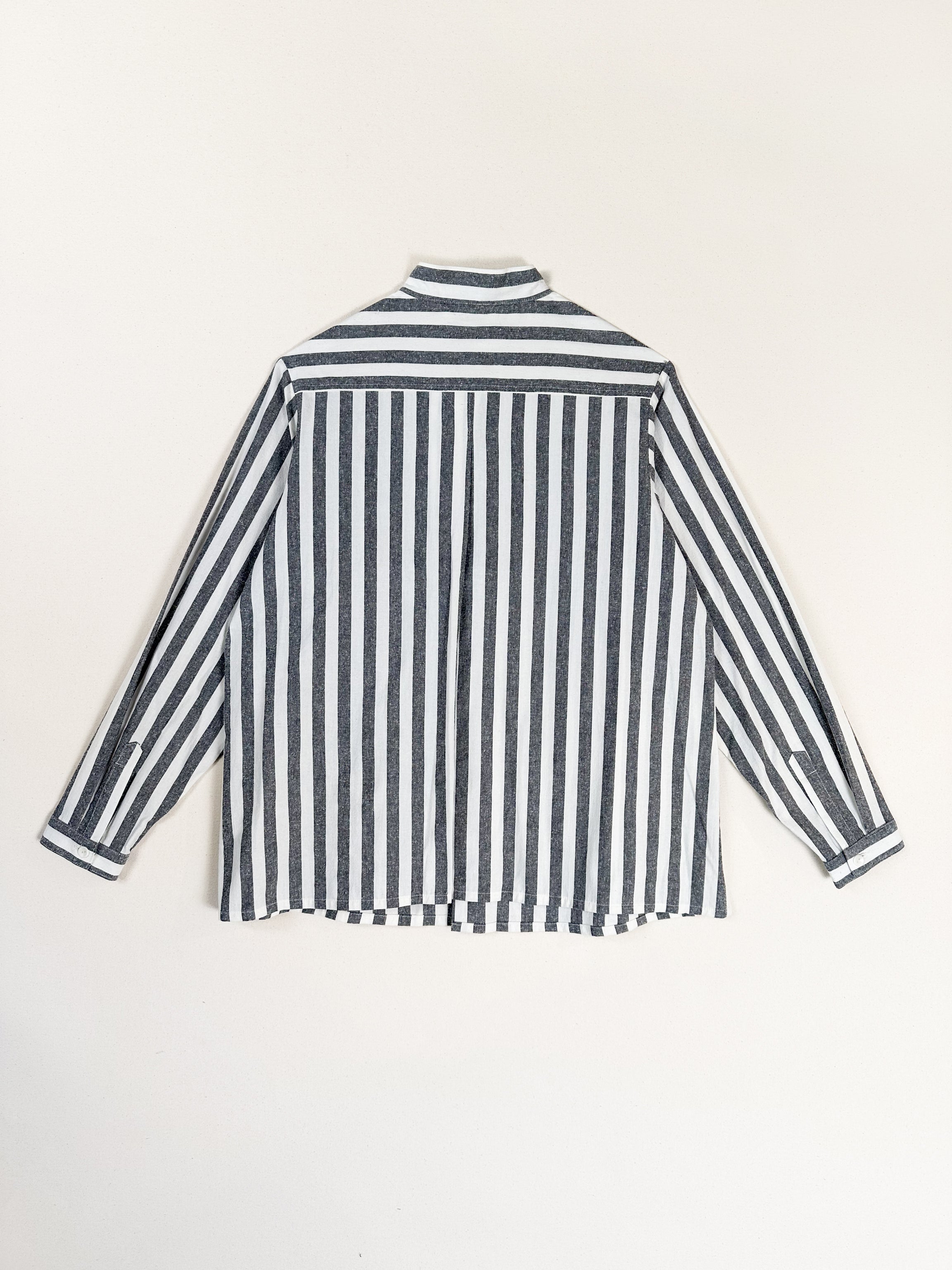 Sally Shirt in Grey Striped Silk