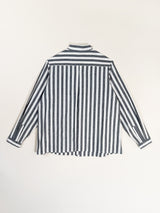 Sally Shirt in Grey Striped Silk