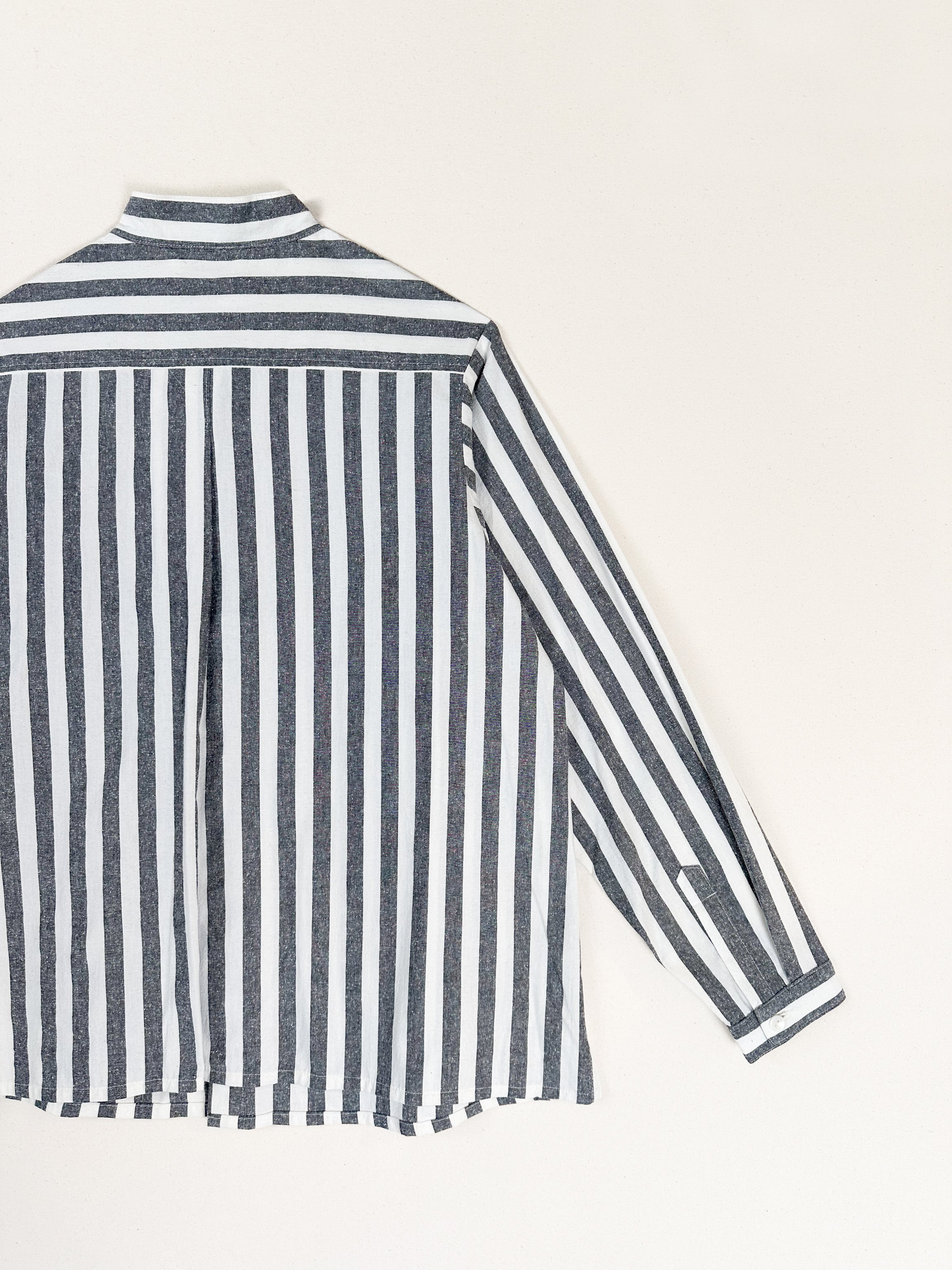 Sally Shirt in Grey Striped Silk