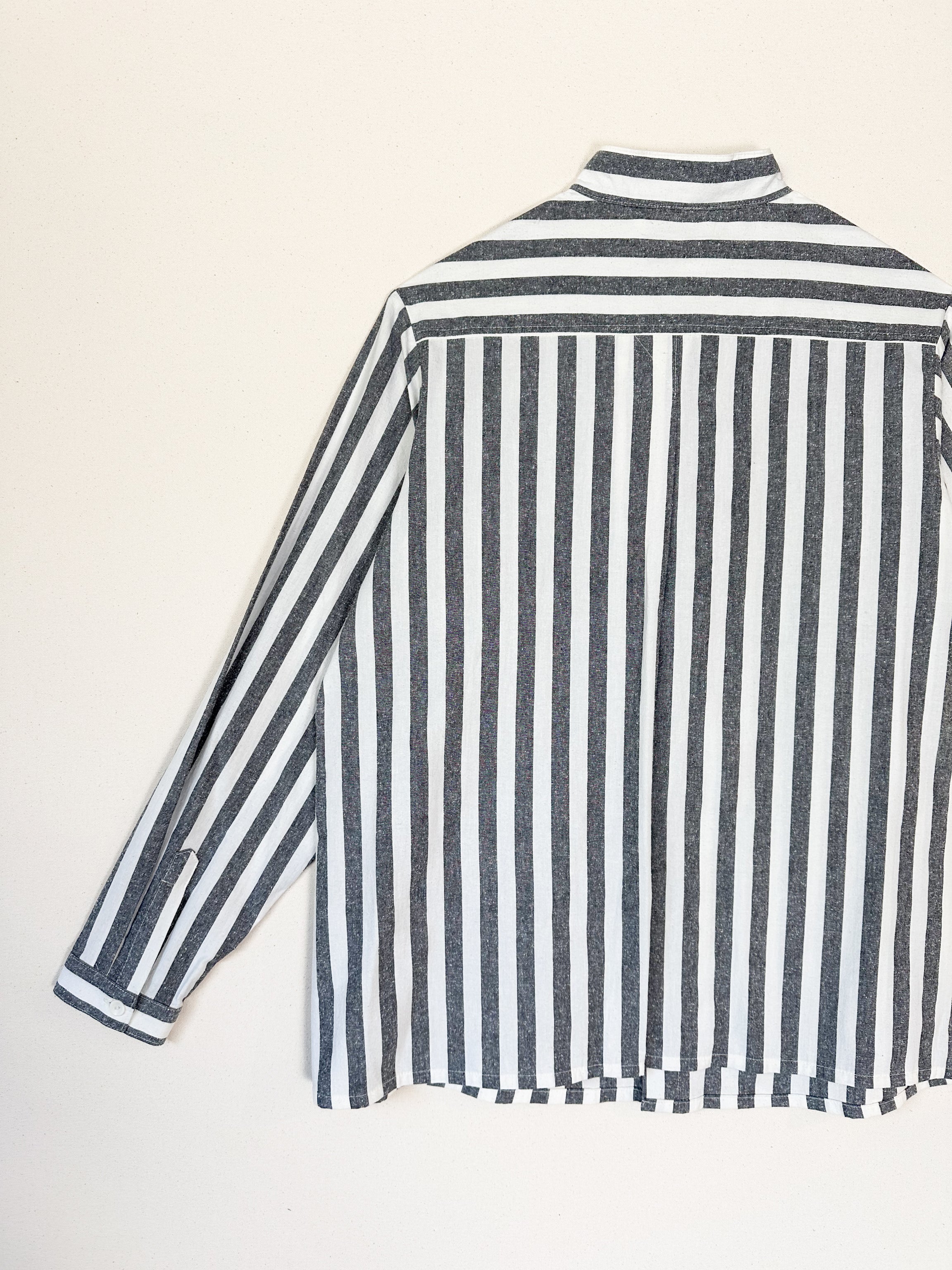 Sally Shirt in Grey Striped Silk