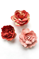 Pink Peony Brooches in Vintage Japanese Fabrics