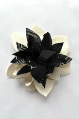 Black Flower Brooches in Vintage Japanese Fabrics