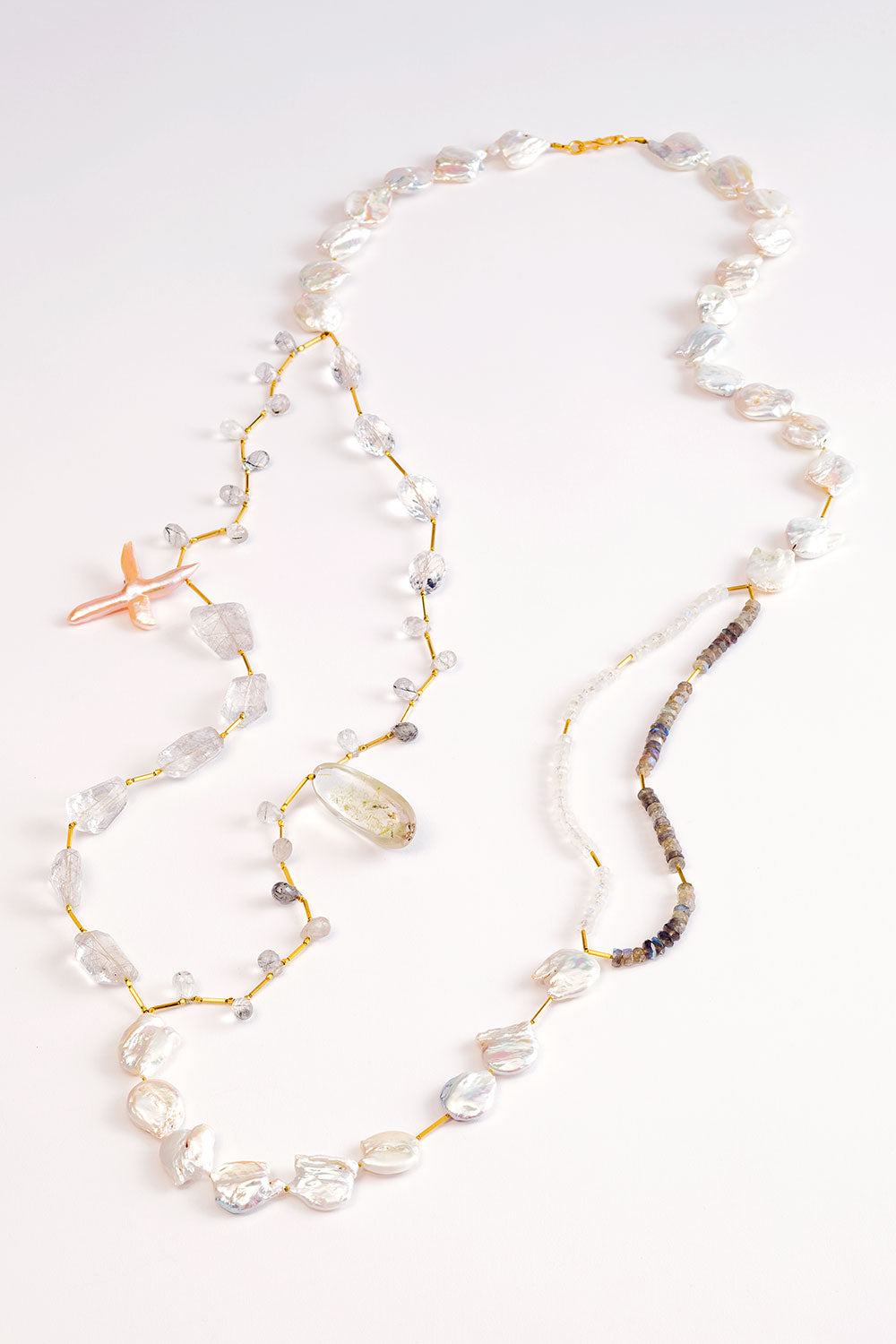 Quartz, Citrine, & Pearl Necklace