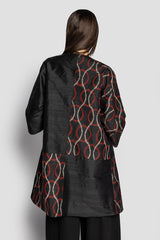 Long Party Jacket in Vintage Japanese Silk Ikat
