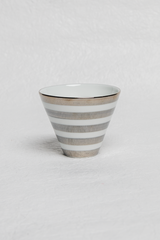 Flared Porcelain Cup with Silver Stripes
