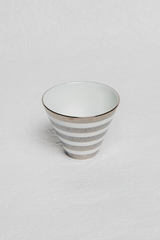 Flared Porcelain Cup with Silver Stripes