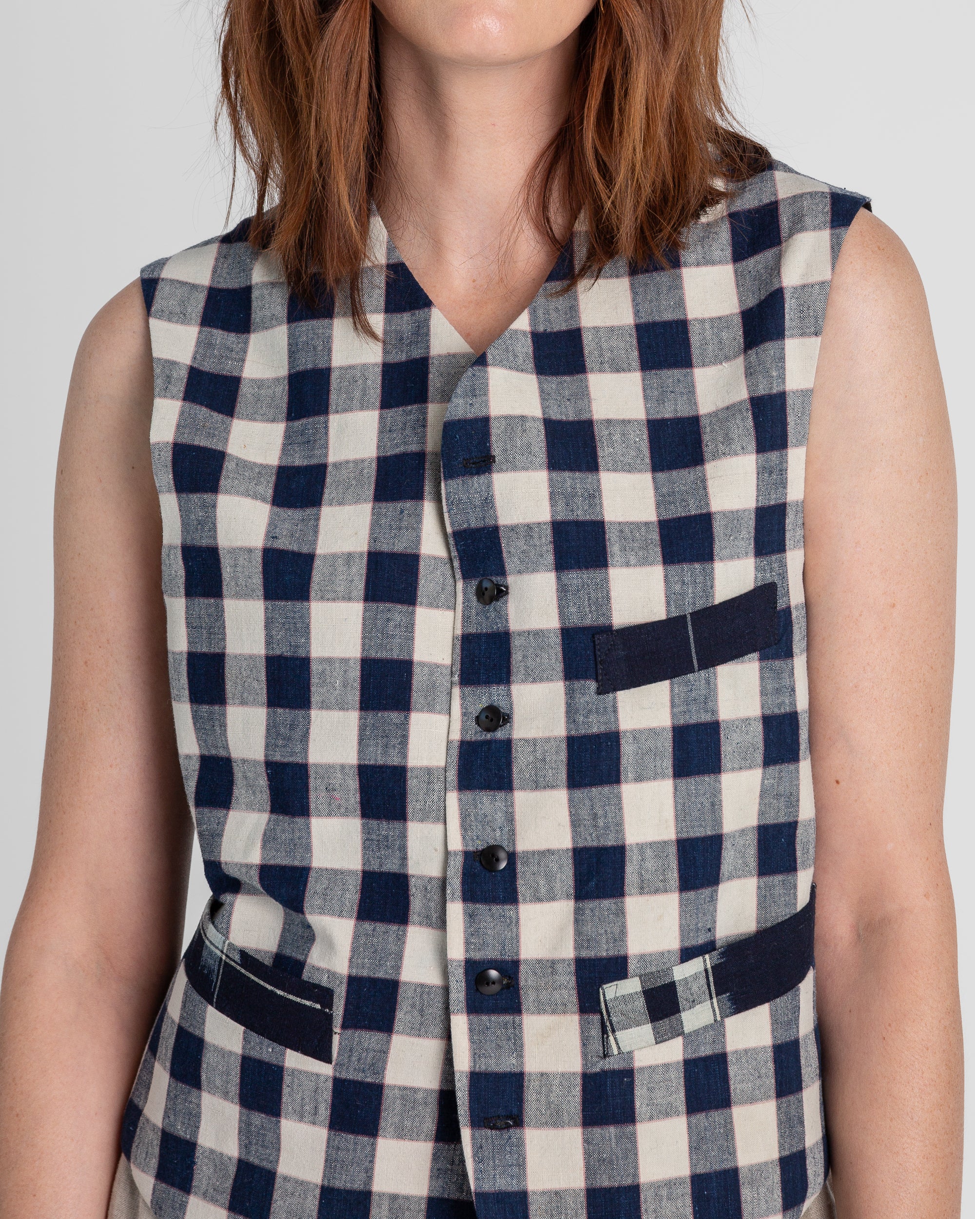Japan Vest in Vintage Japanese Cotton Plaids SD