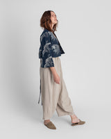 Temple Jacket in Vintage  Stencil-Printed Japanese Indigo Cotton