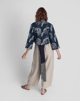 Temple Jacket in Vintage  Stencil-Printed Japanese Indigo Cotton