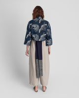Temple Jacket in Vintage  Stencil-Printed Japanese Indigo Cotton
