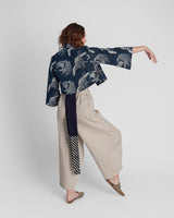 Temple Jacket in Vintage  Stencil-Printed Japanese Indigo Cotton