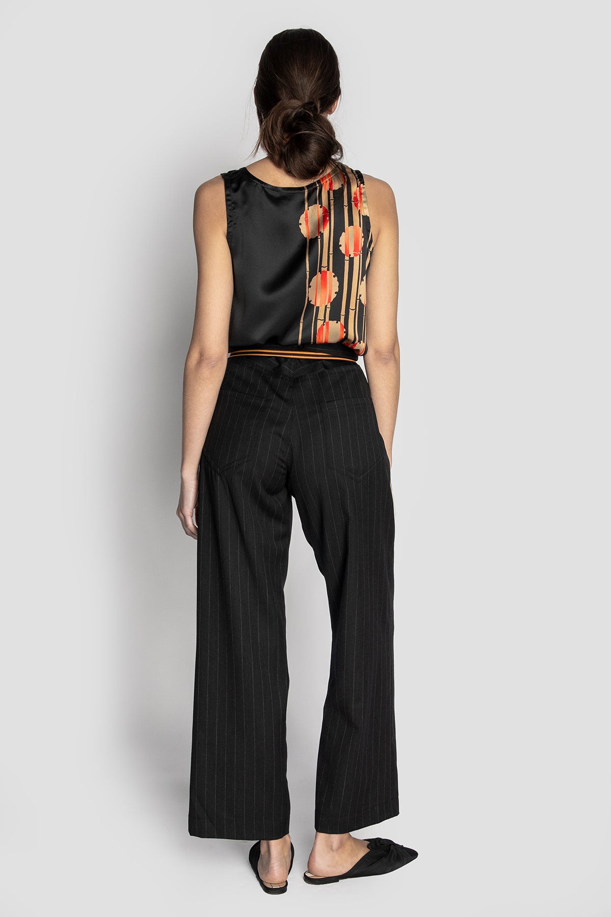 Jean Pant in Black Wool Pinstripe