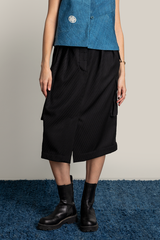 Van Skirt in Diagonal Striped Wool