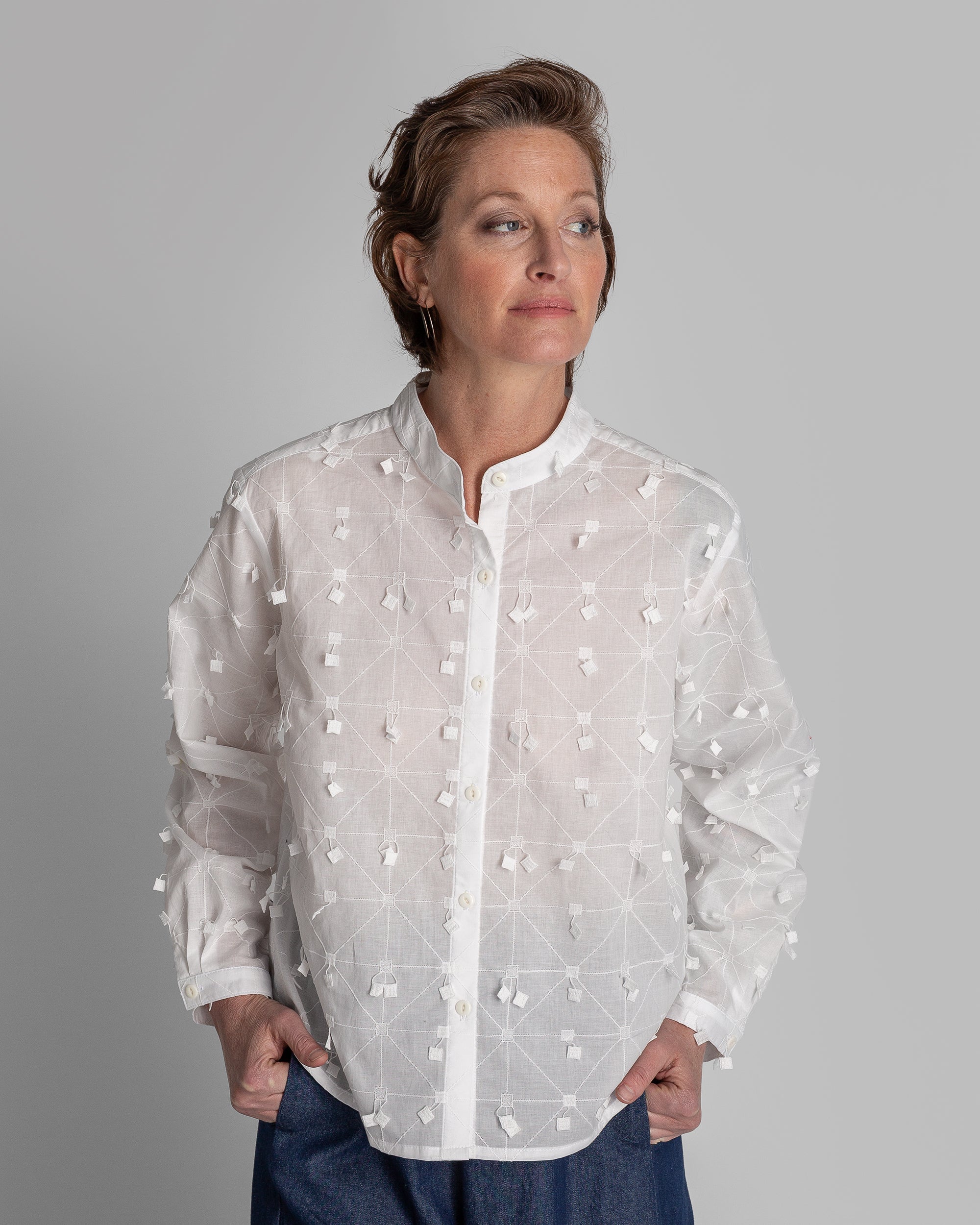 Mini Shirt in White Nuno Cotton