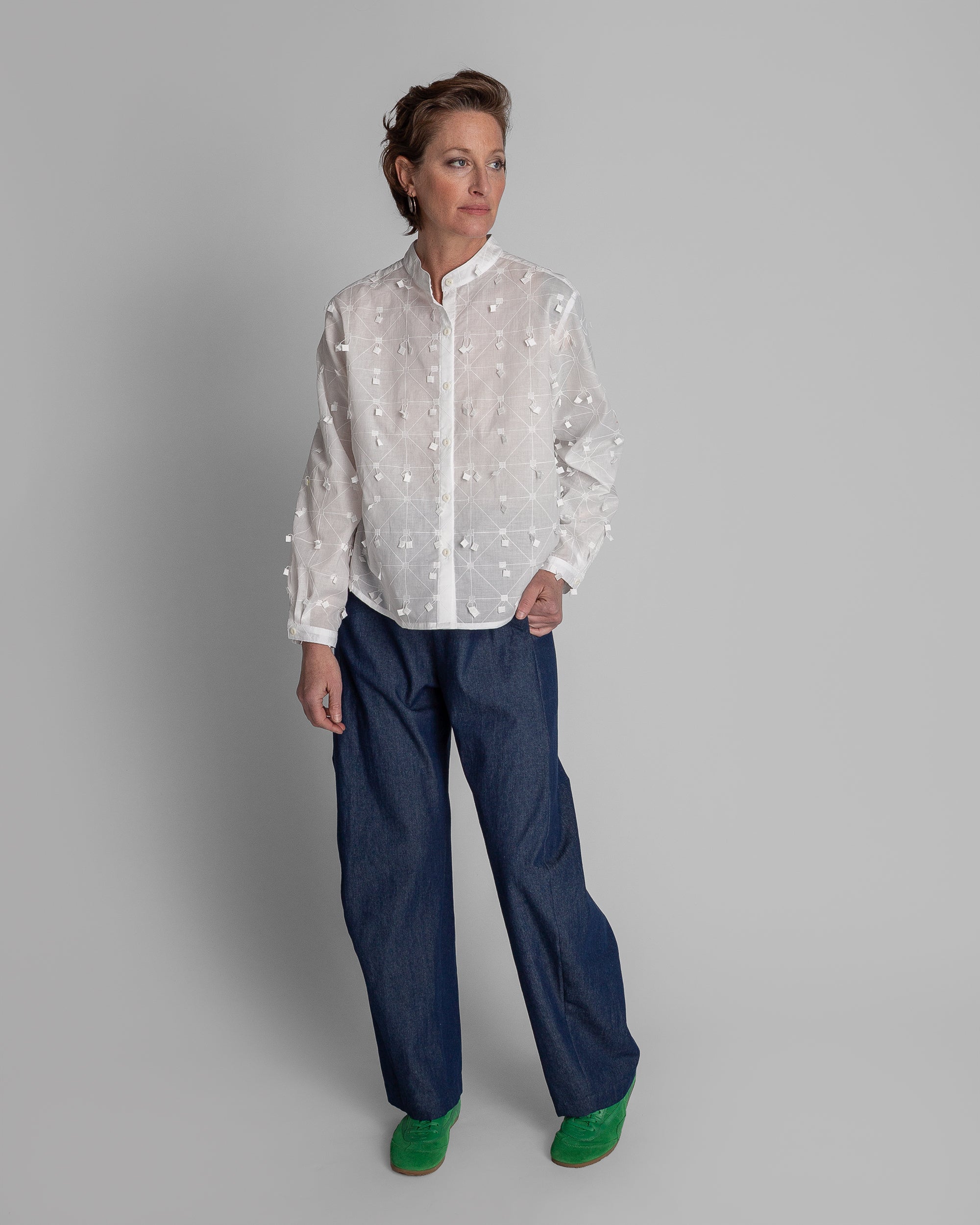 Mini Shirt in White Nuno Cotton