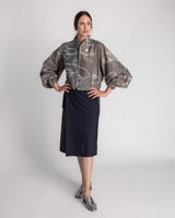 Balloon Bomber in Vintage Japanese Gray Silk