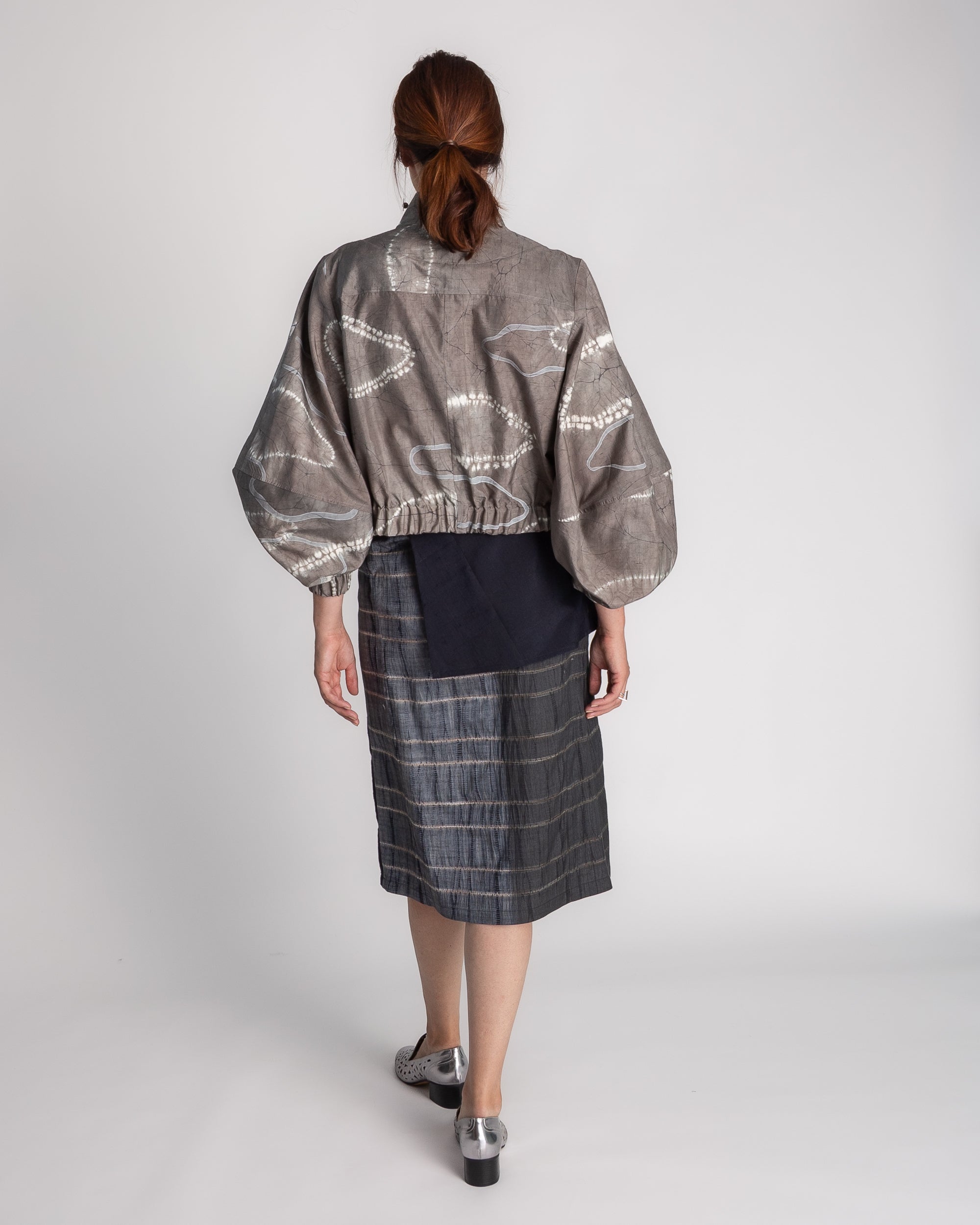 Balloon Bomber in Vintage Japanese Gray Silk