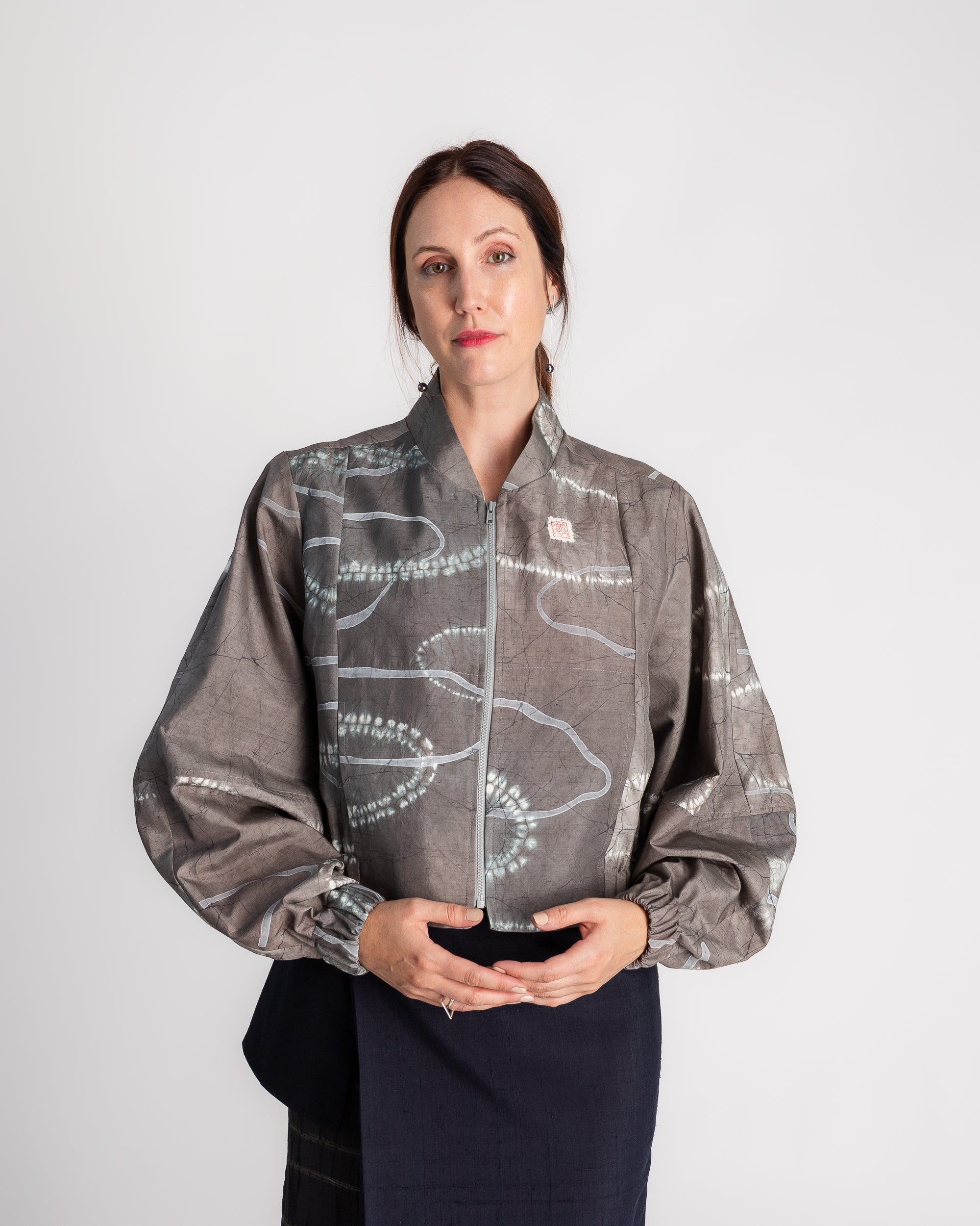 Balloon Bomber in Vintage Japanese Gray Silk