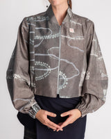 Balloon Bomber in Vintage Japanese Gray Silk