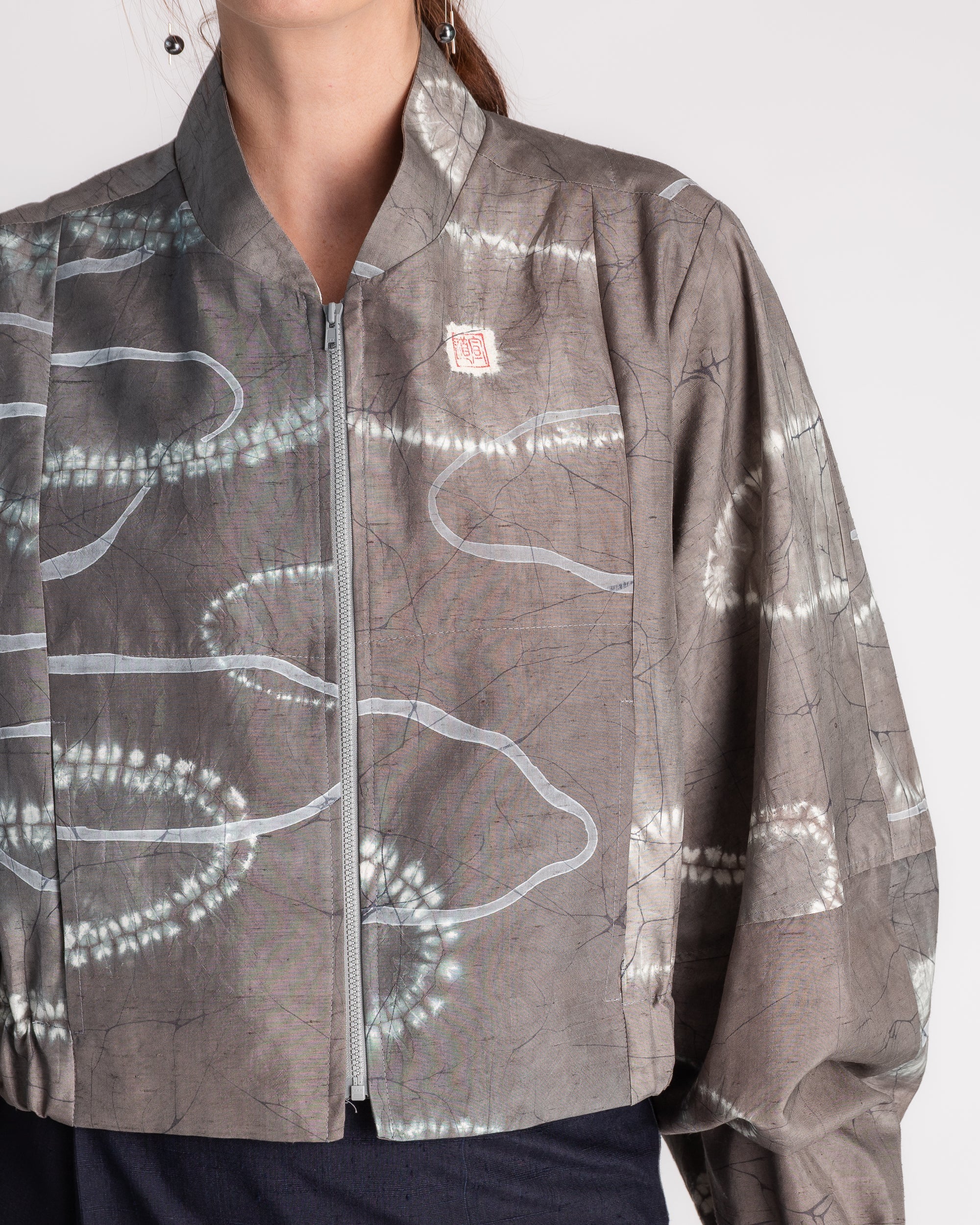 Balloon Bomber in Vintage Japanese Gray Silk