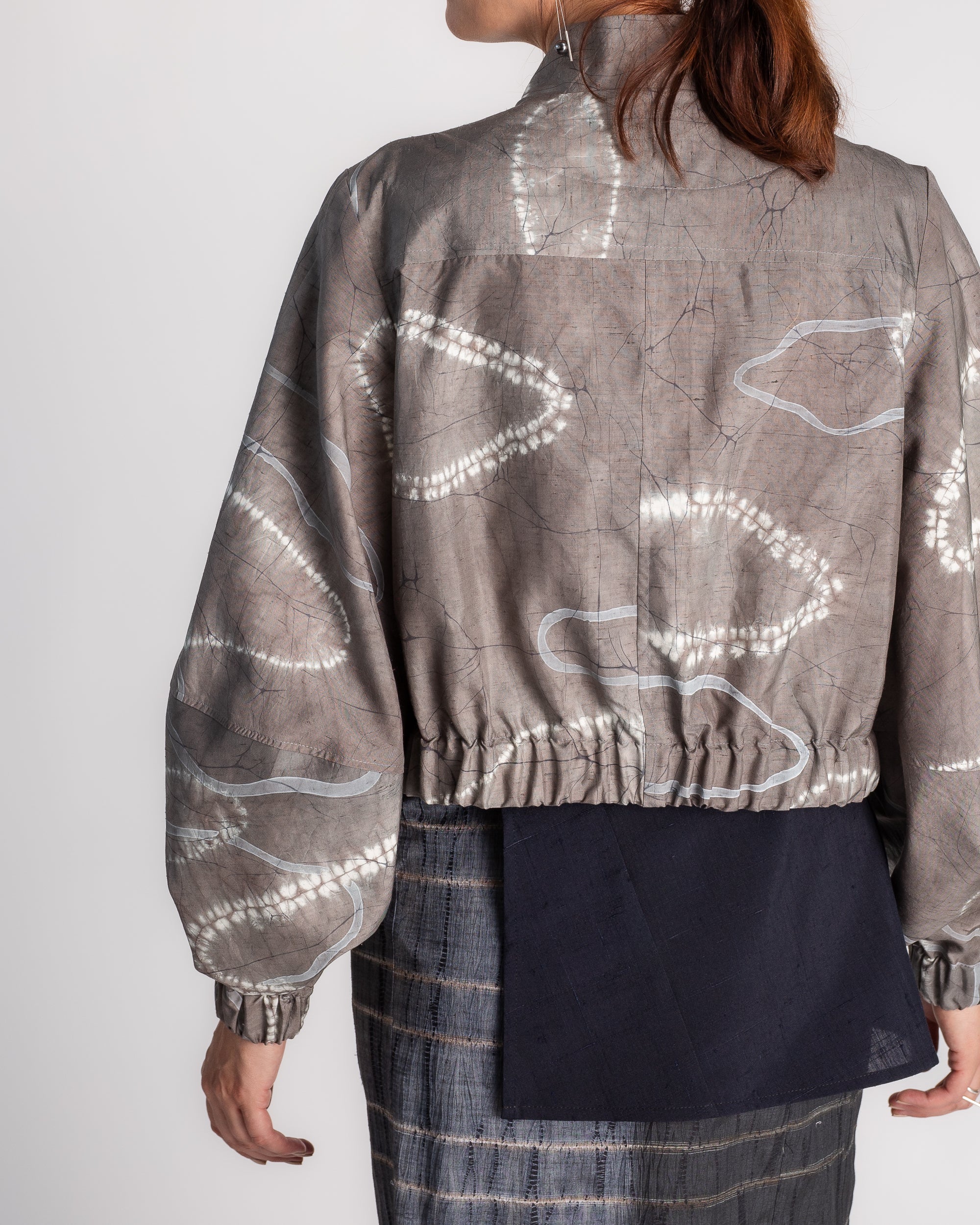 Balloon Bomber in Vintage Japanese Gray Silk