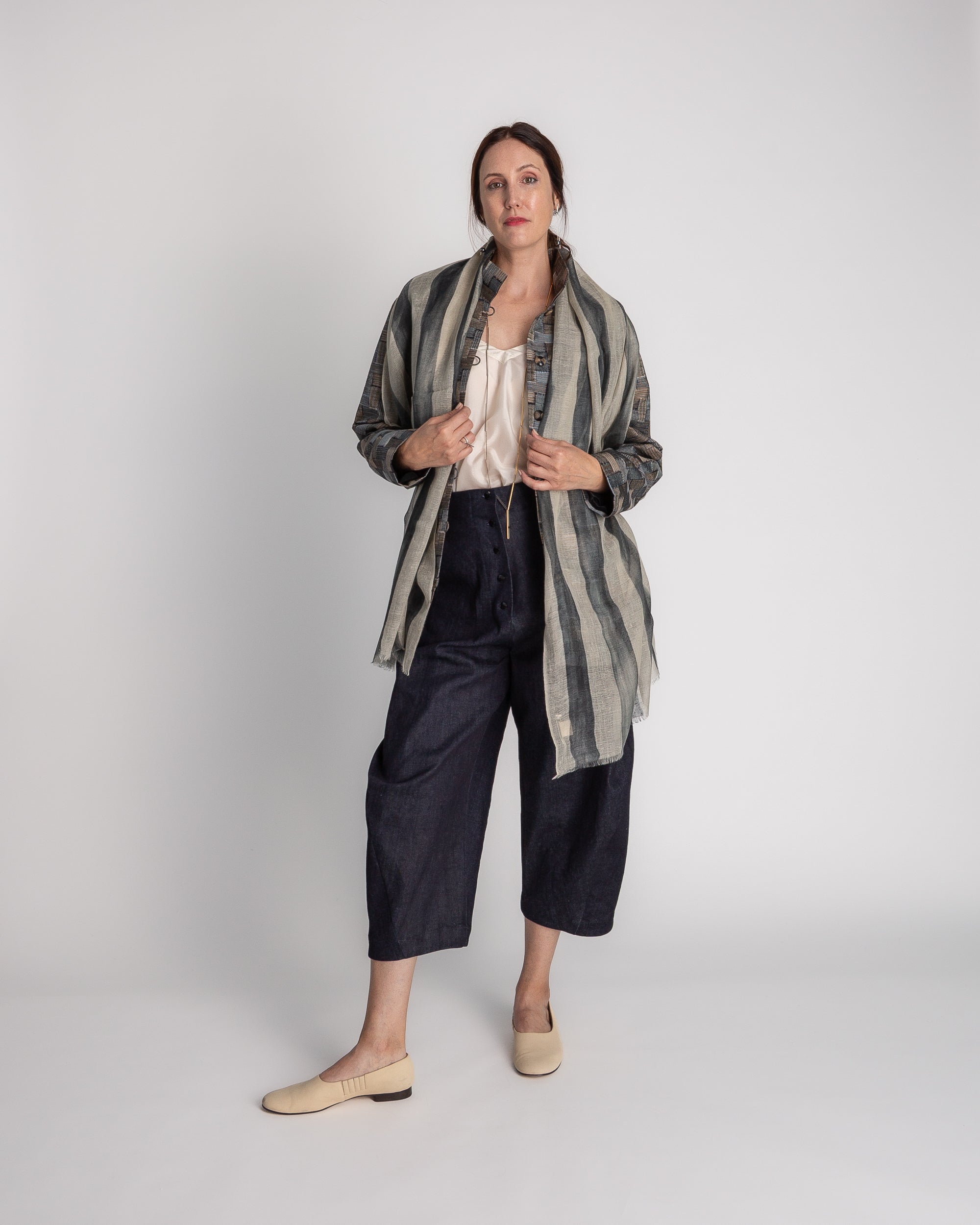 Long Omni Jacket in Vintage Japanese Silk Ikat