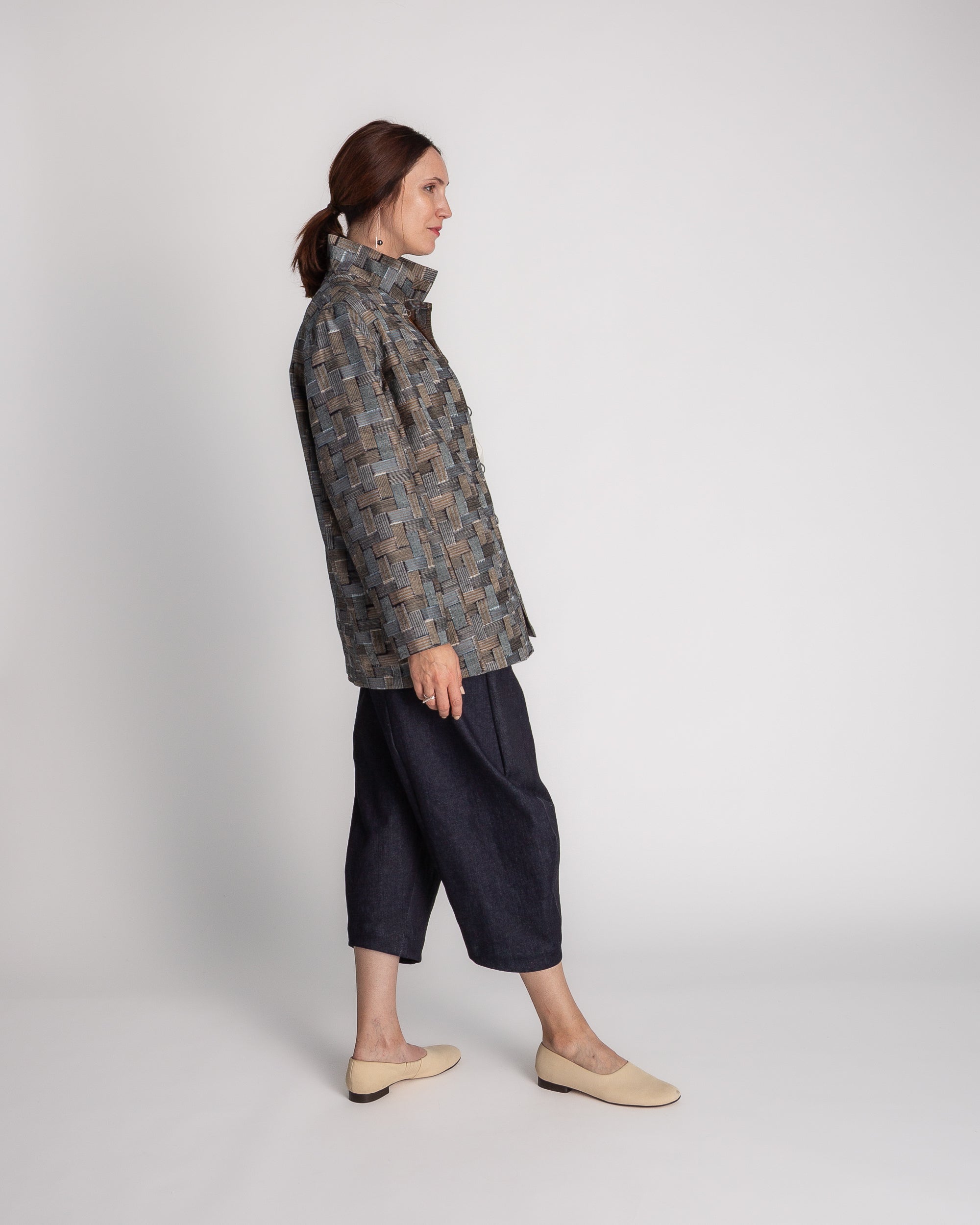 Long Omni Jacket in Vintage Japanese Silk Ikat