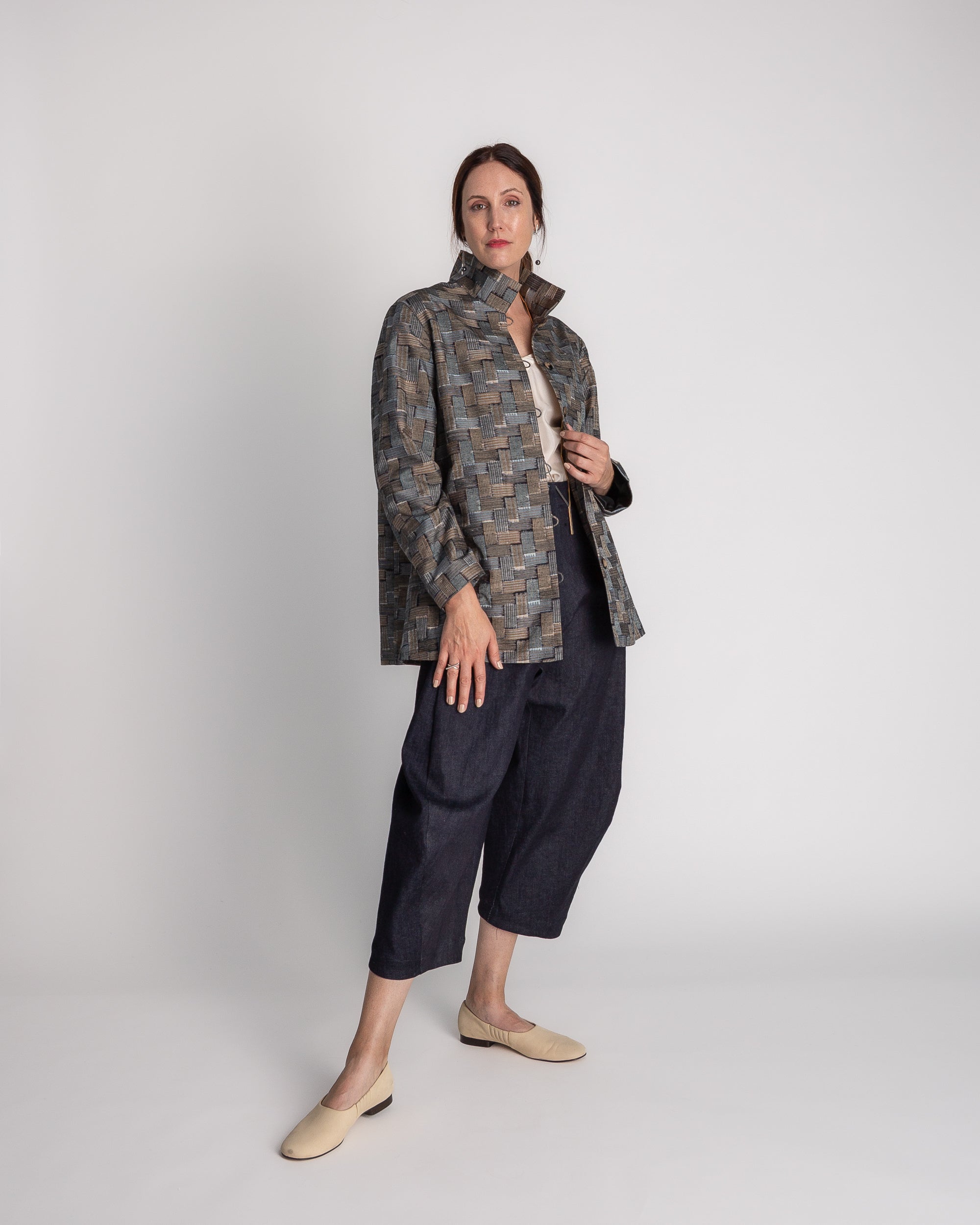 Long Omni Jacket in Vintage Japanese Silk Ikat