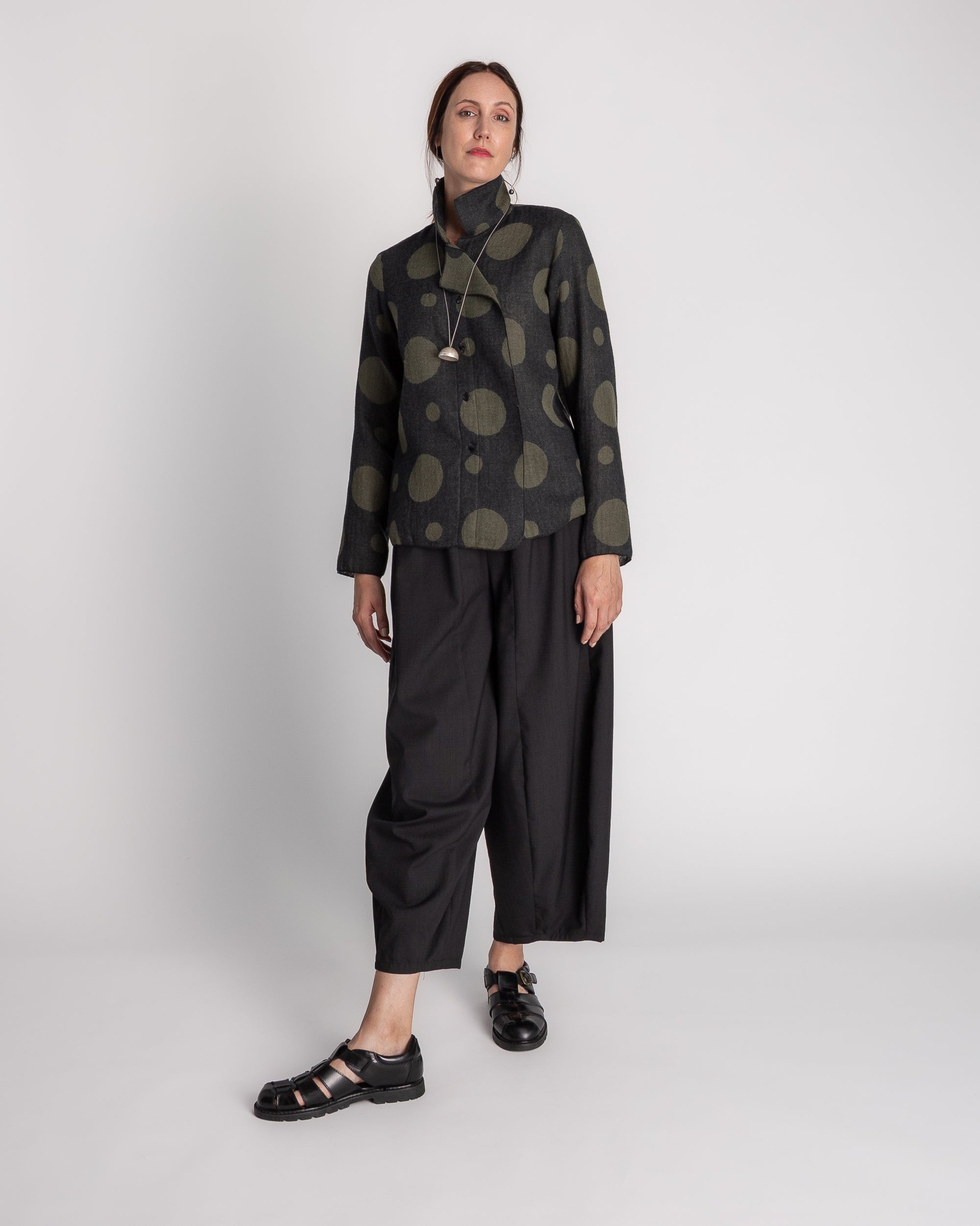 Flag Shirt in Olive Wool Dots