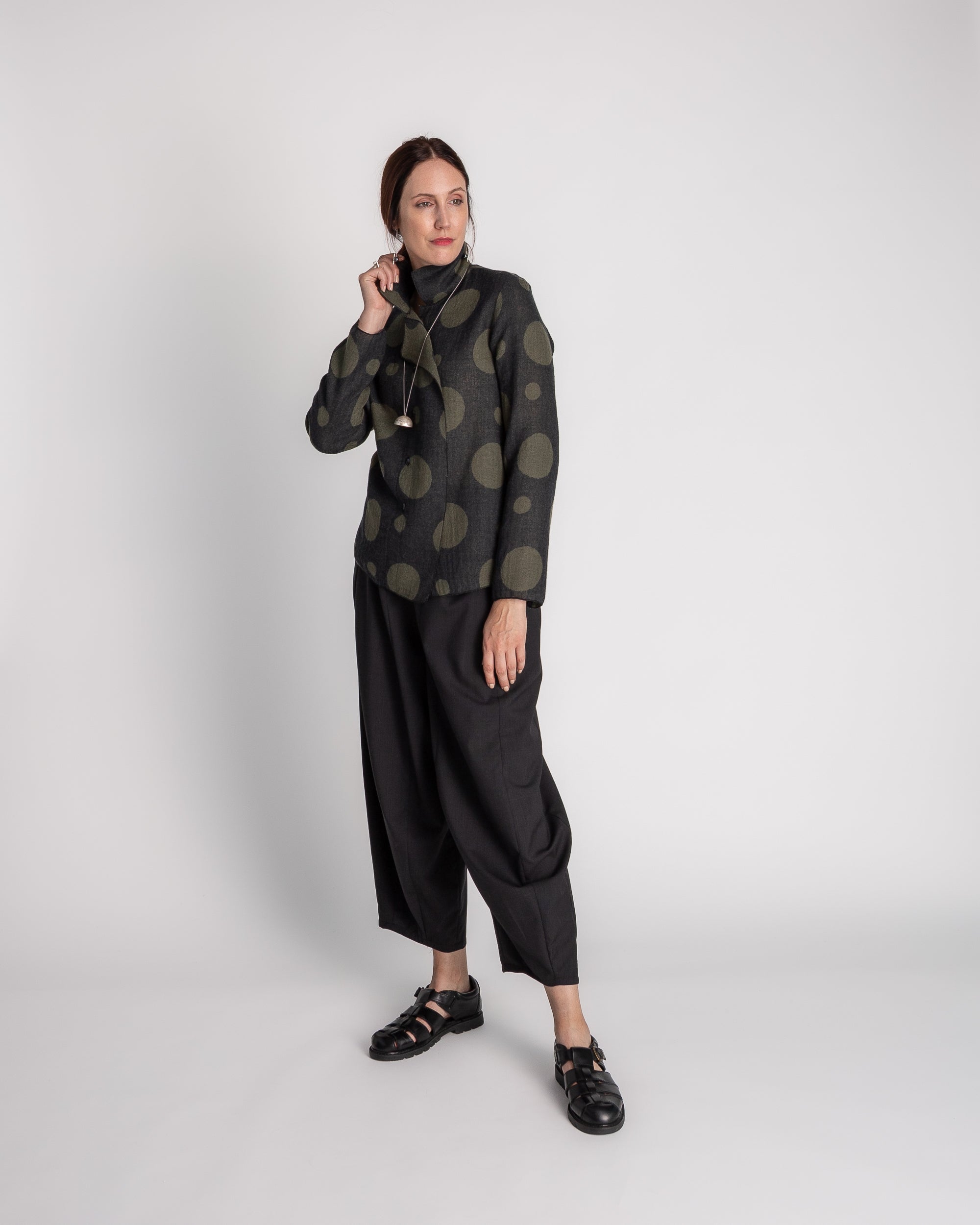 Flag Shirt in Olive Wool Dots