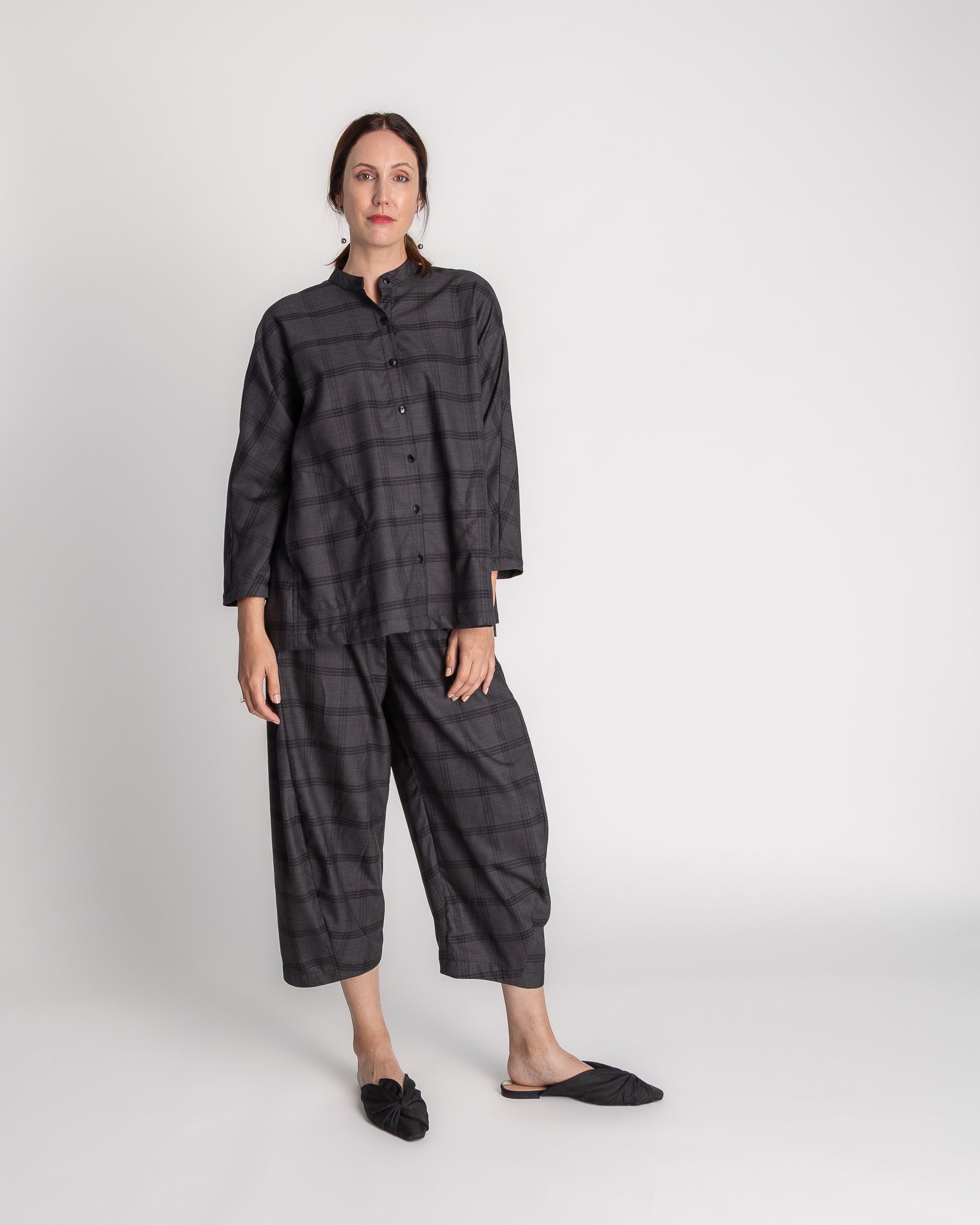 Japan Shirt in Charcoal Wool Plaid