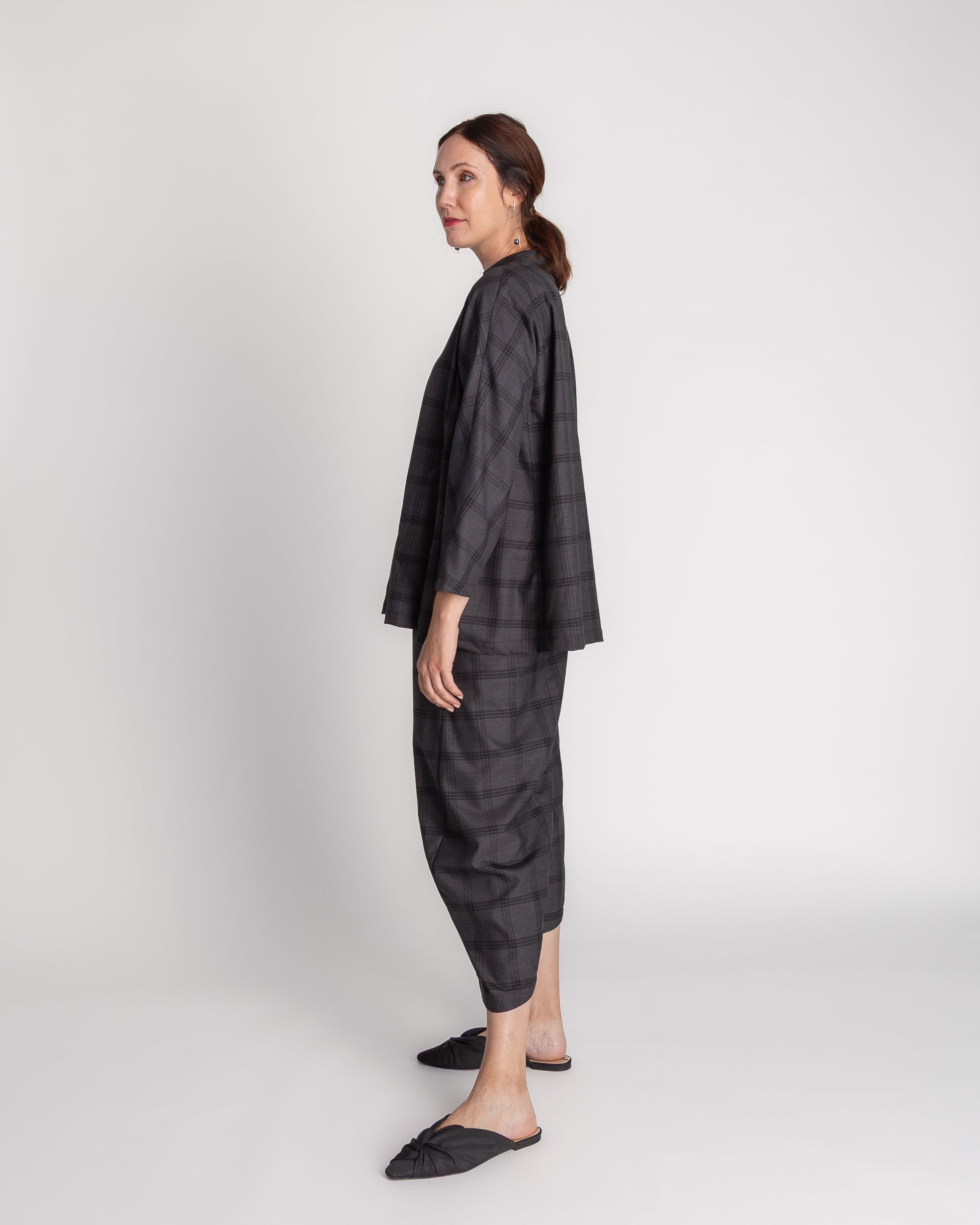 Japan Shirt in Charcoal Wool Plaid
