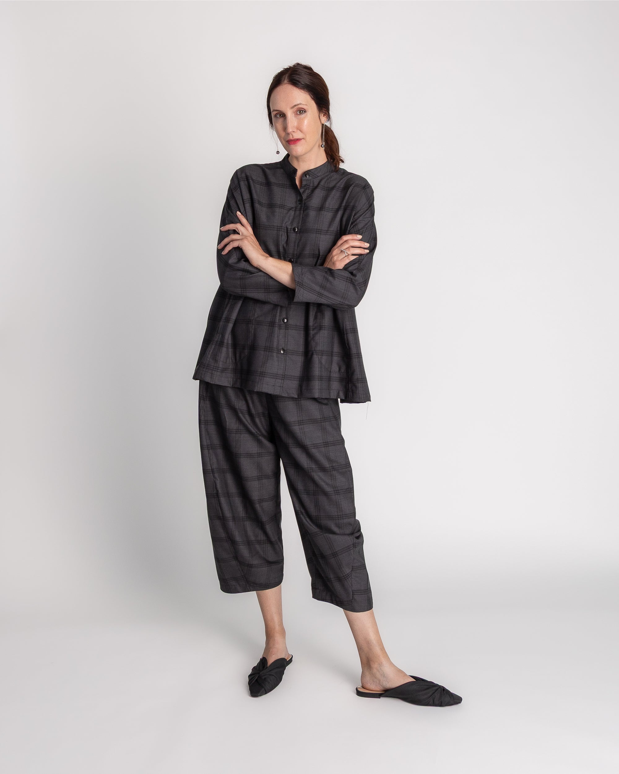 Japan Shirt in Charcoal Wool Plaid