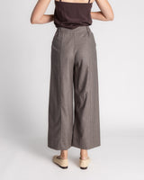 Panel Pant in Taupe Wool Pinstripe