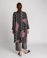 Japan Dress in Vintage Charcoal and Pink Japanese Tie-dyed Silk