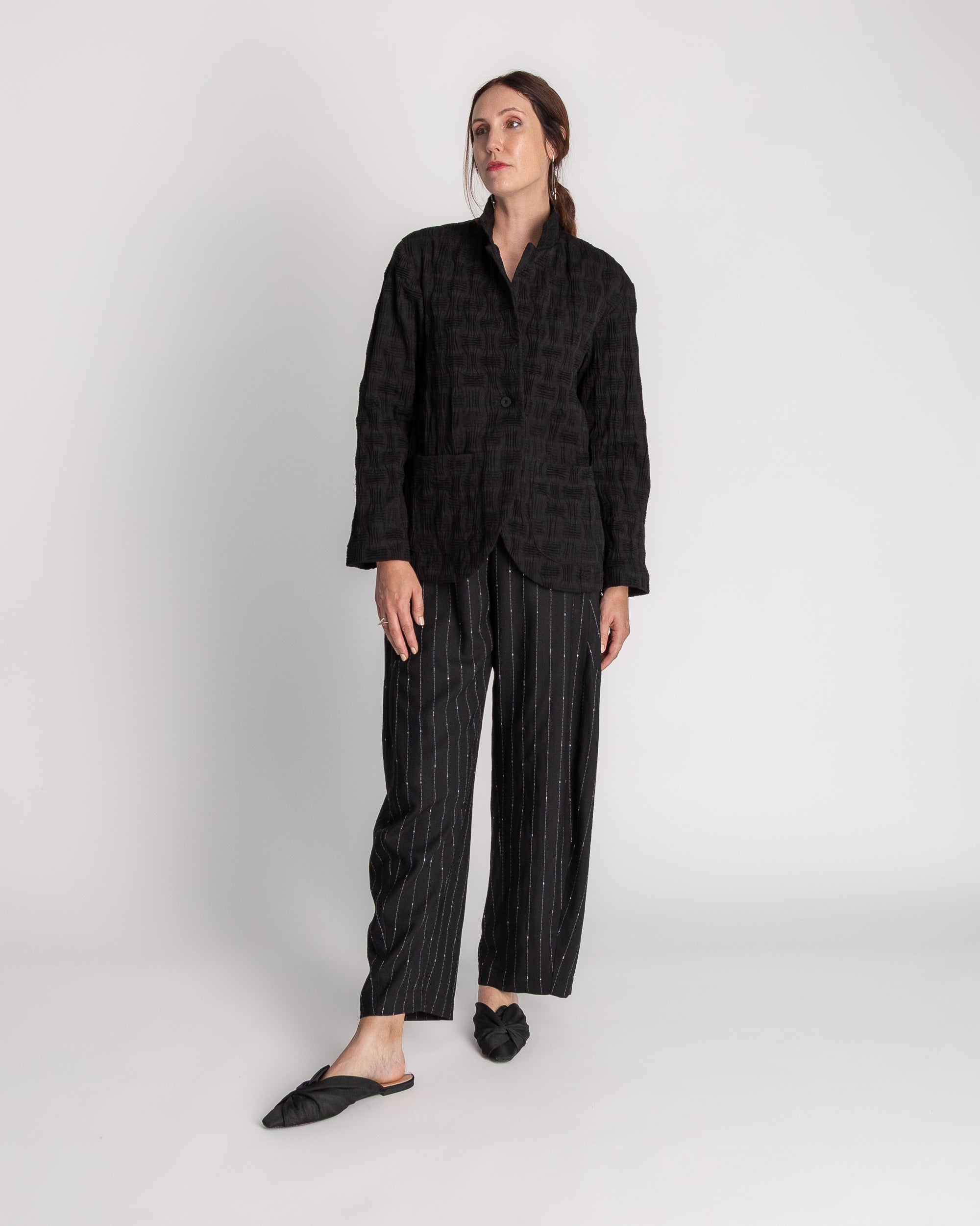 Christina Jacket in Black Nuno "Ajiro"