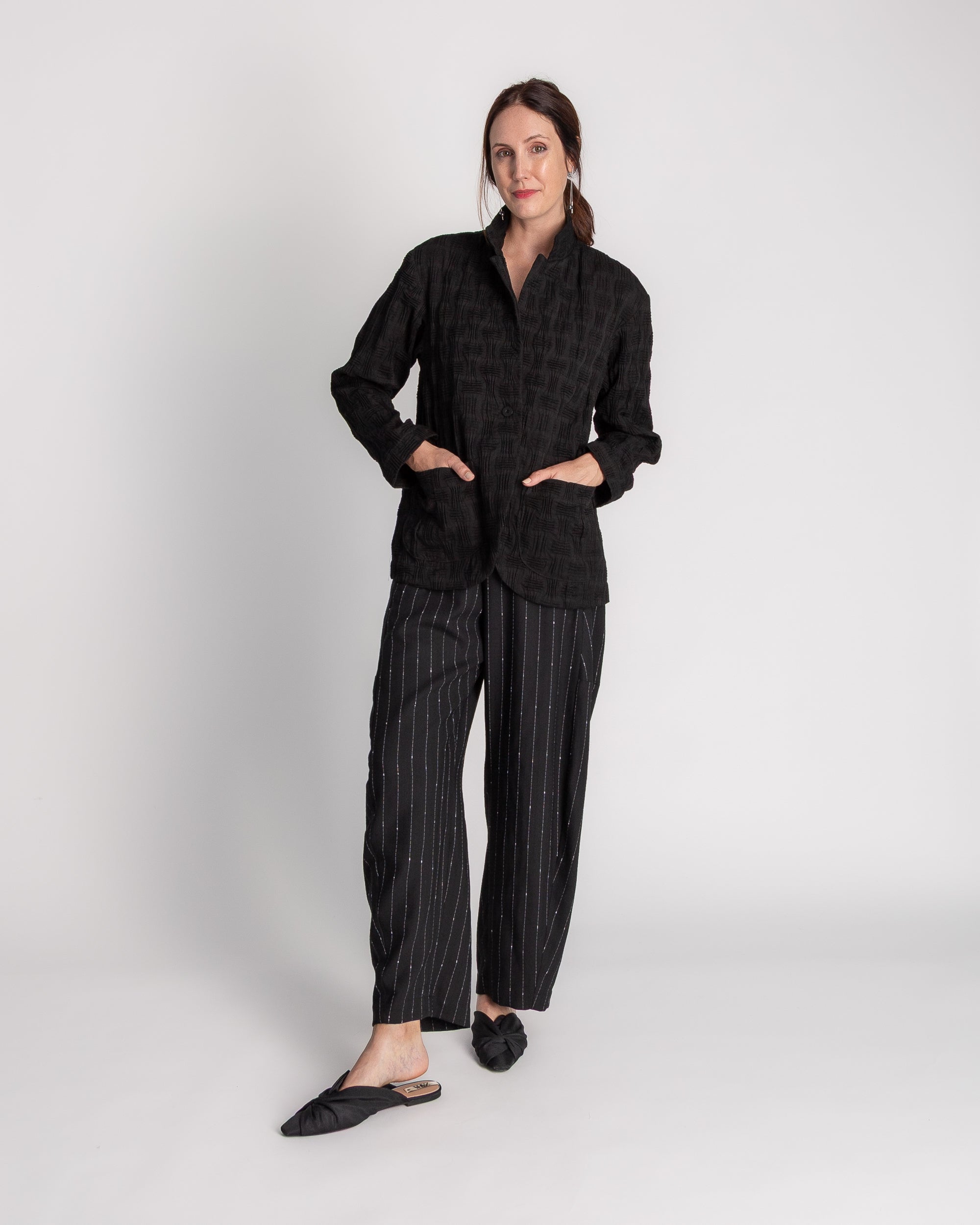 Christina Jacket in Black Nuno "Ajiro"